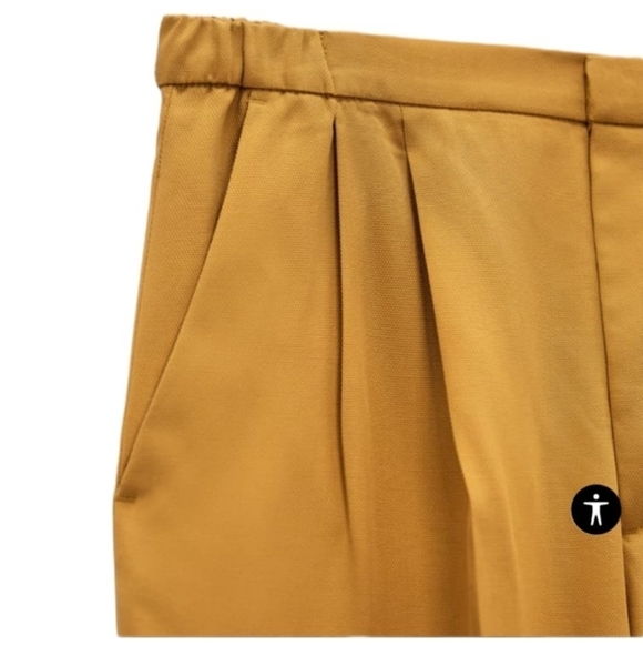ZARA CROPPED TROUSERS WITH PLEATS CURRY | 1478/240 SIZE XS - Picture 4 of 11